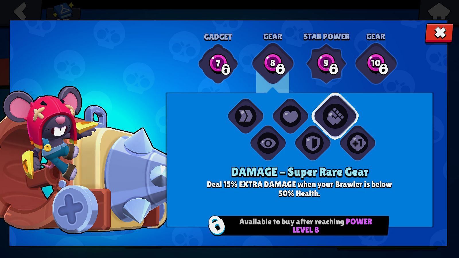 Moe Damage Gear details (Image via Supercell)