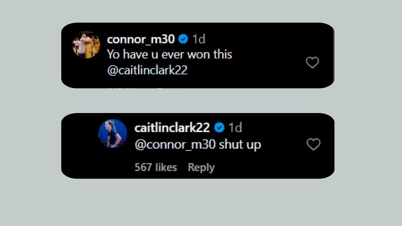 Connor McCaffery teases girlfriend Caitlin Clark on IG post. (Credits: @indianafever/Instagram)