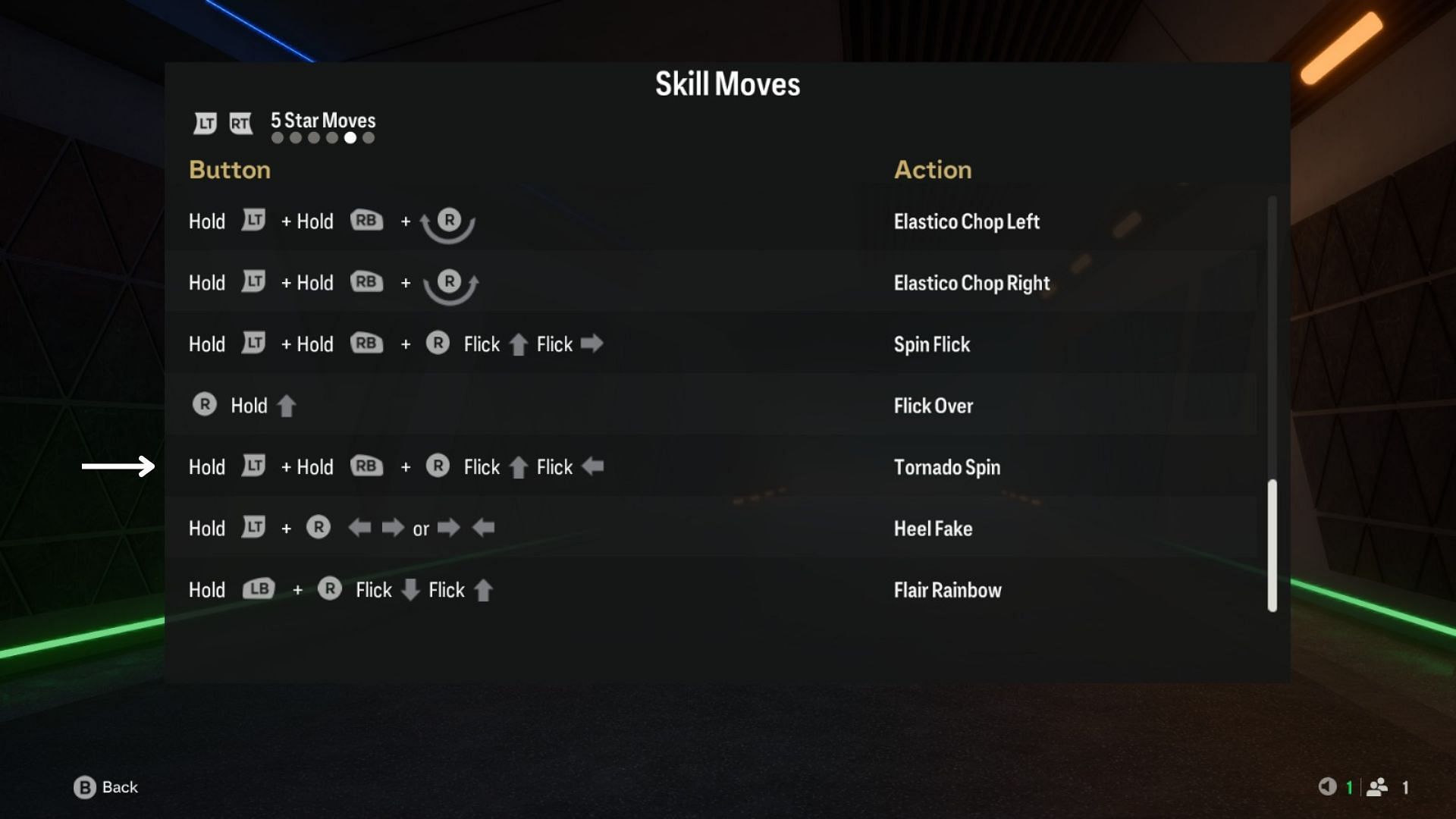 Button combinations to perform a Tornado Spin (Image via EA Sports)