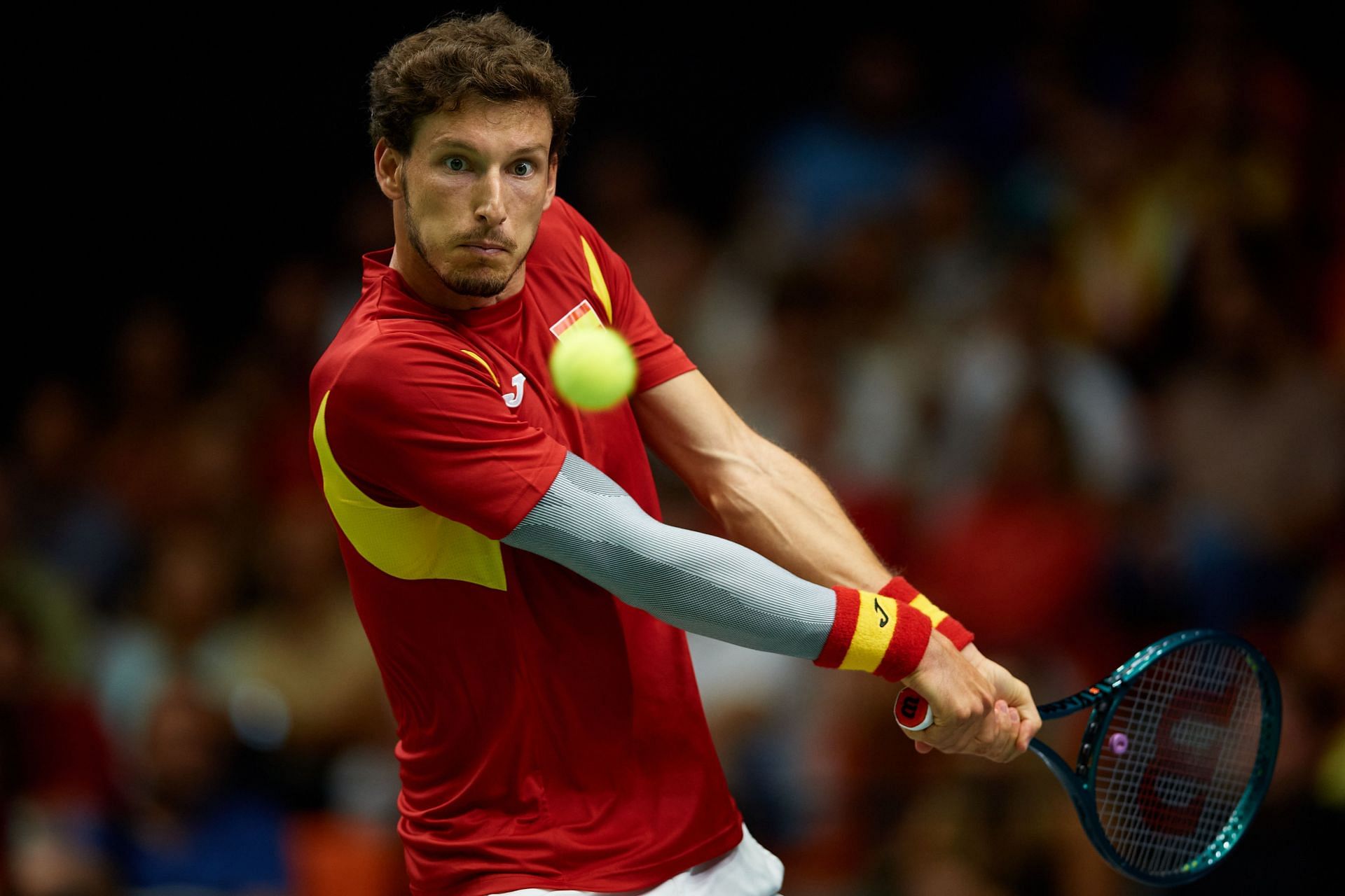 Pablo Carreno Busta in action for Spain at the 2024 Davis Cup Finals Group Stage (Picture: Getty)