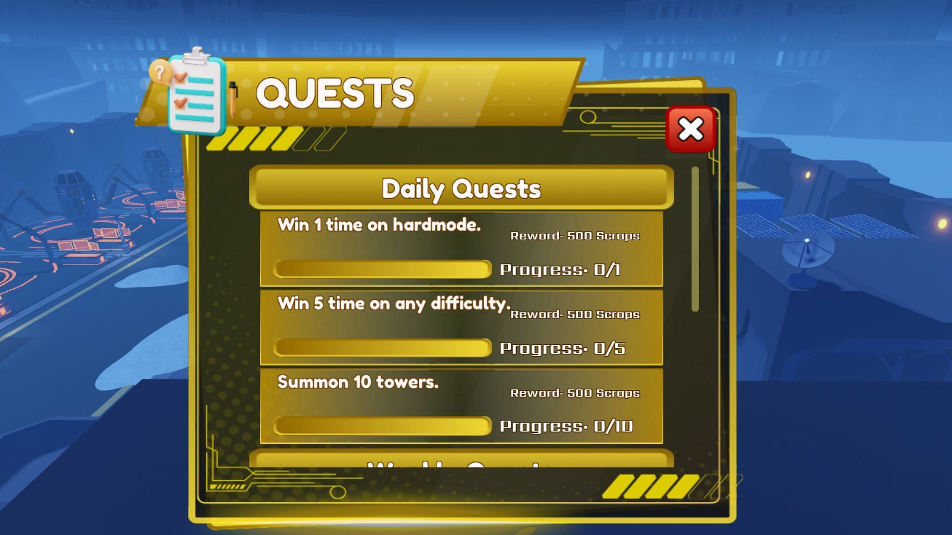 Complete daily quest and earn rewards in Murder Drones Tower Defense (Image via Roblox)