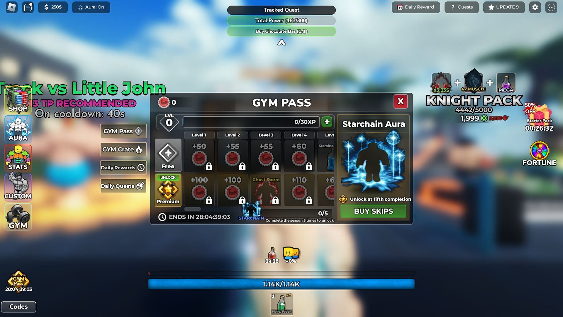 The Update 9 Gym Pass (Image via Roblox)