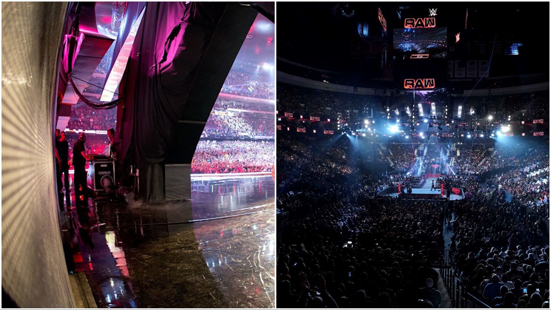The view from backstage at a WWE event, the WWE Universe at RAW