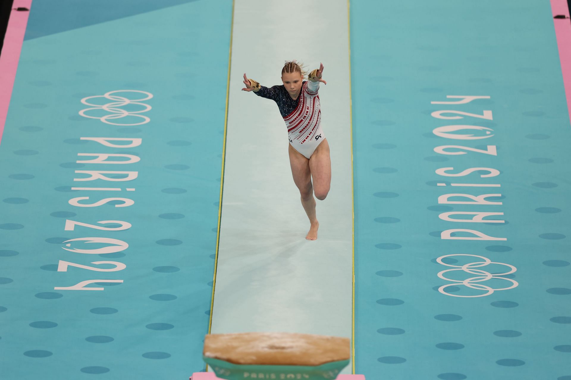 Carey in action during the women&#039;s Vault finals at the Paris Olympics 2024 [Image Source : Getty]