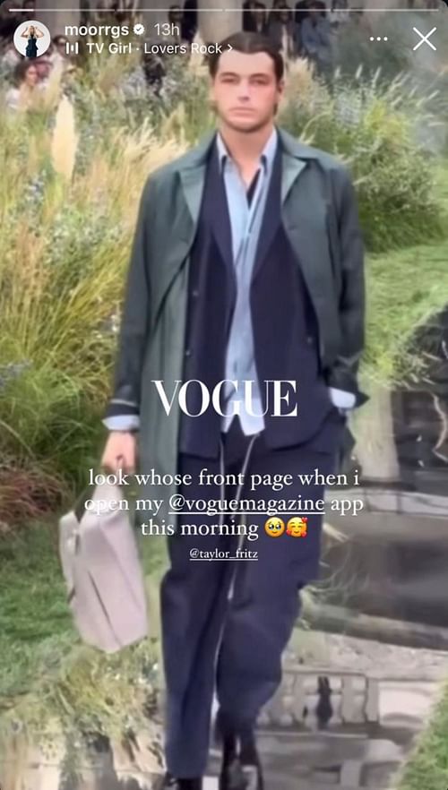 Morgan Riddle lauds Taylor Fritz on his fashion accomplishment; Instagram - @moorrgs