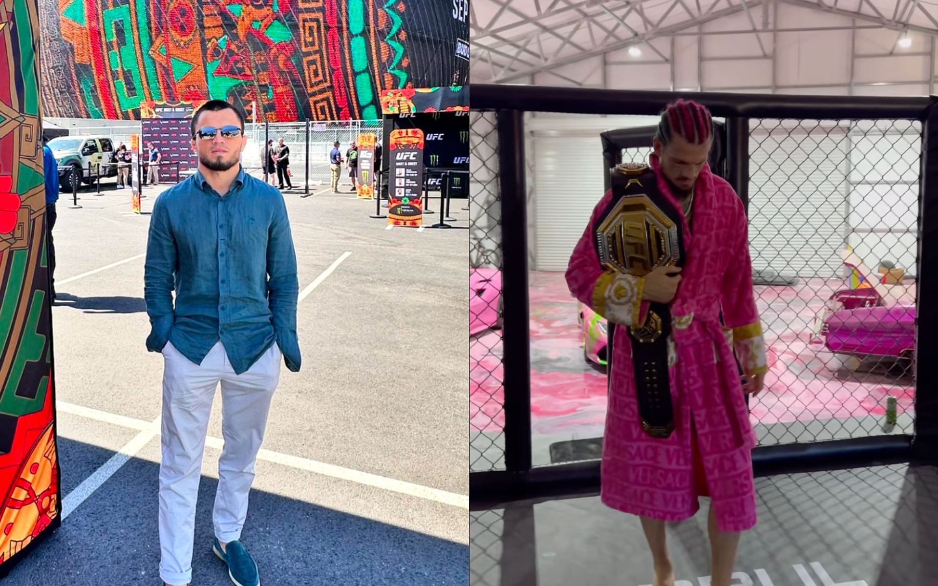 Umar Nurmagomedov (left) reacts to disrespectful comments from Sean O