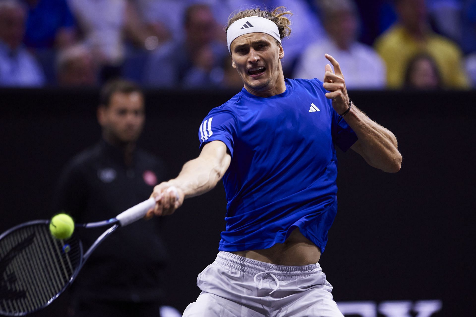 Carlos Alcaraz in action on Day 2 of the 2024 Laver Cup (Picture: Getty)