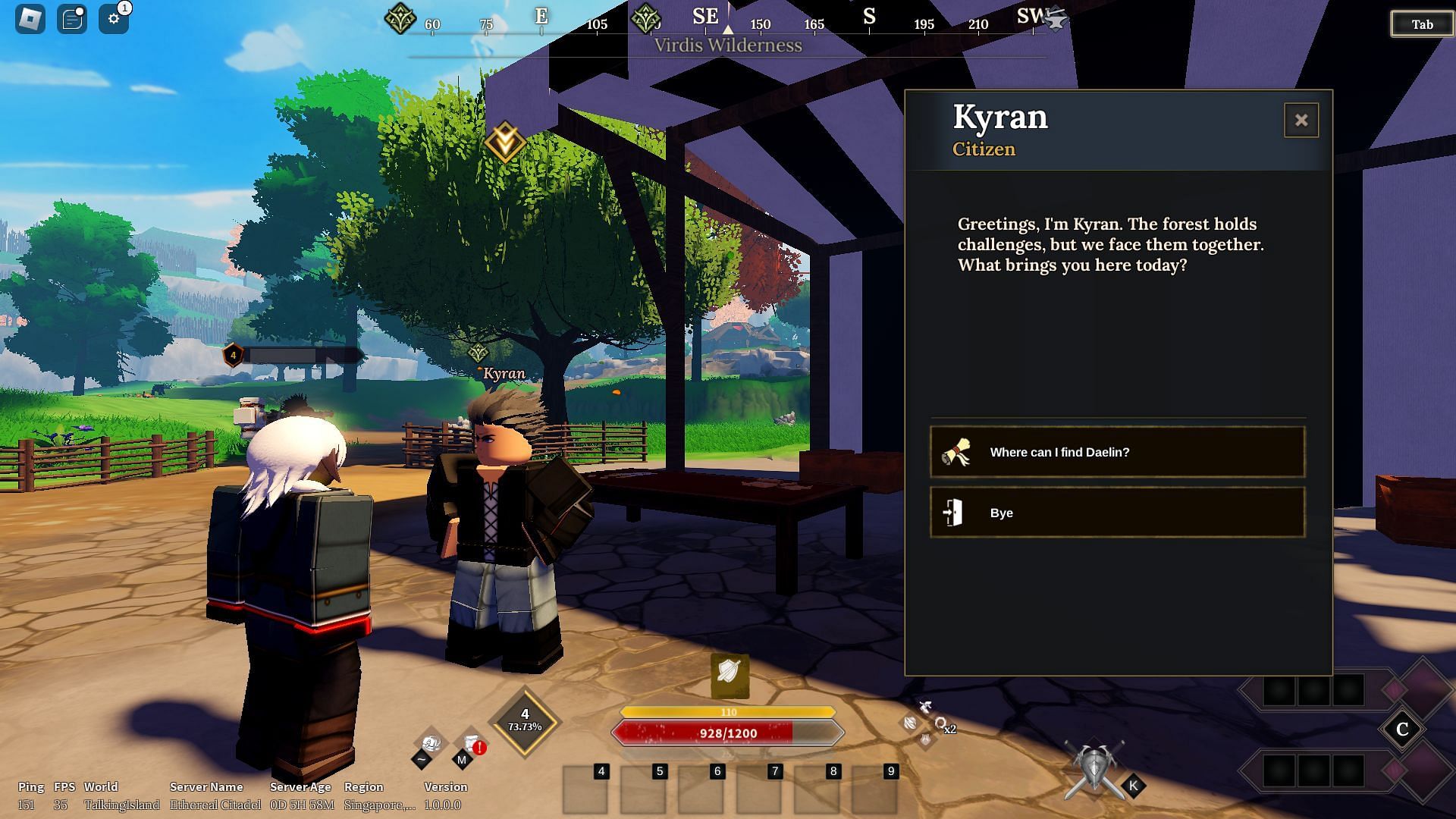 Initiating a Main Quest (Image via Roblox)