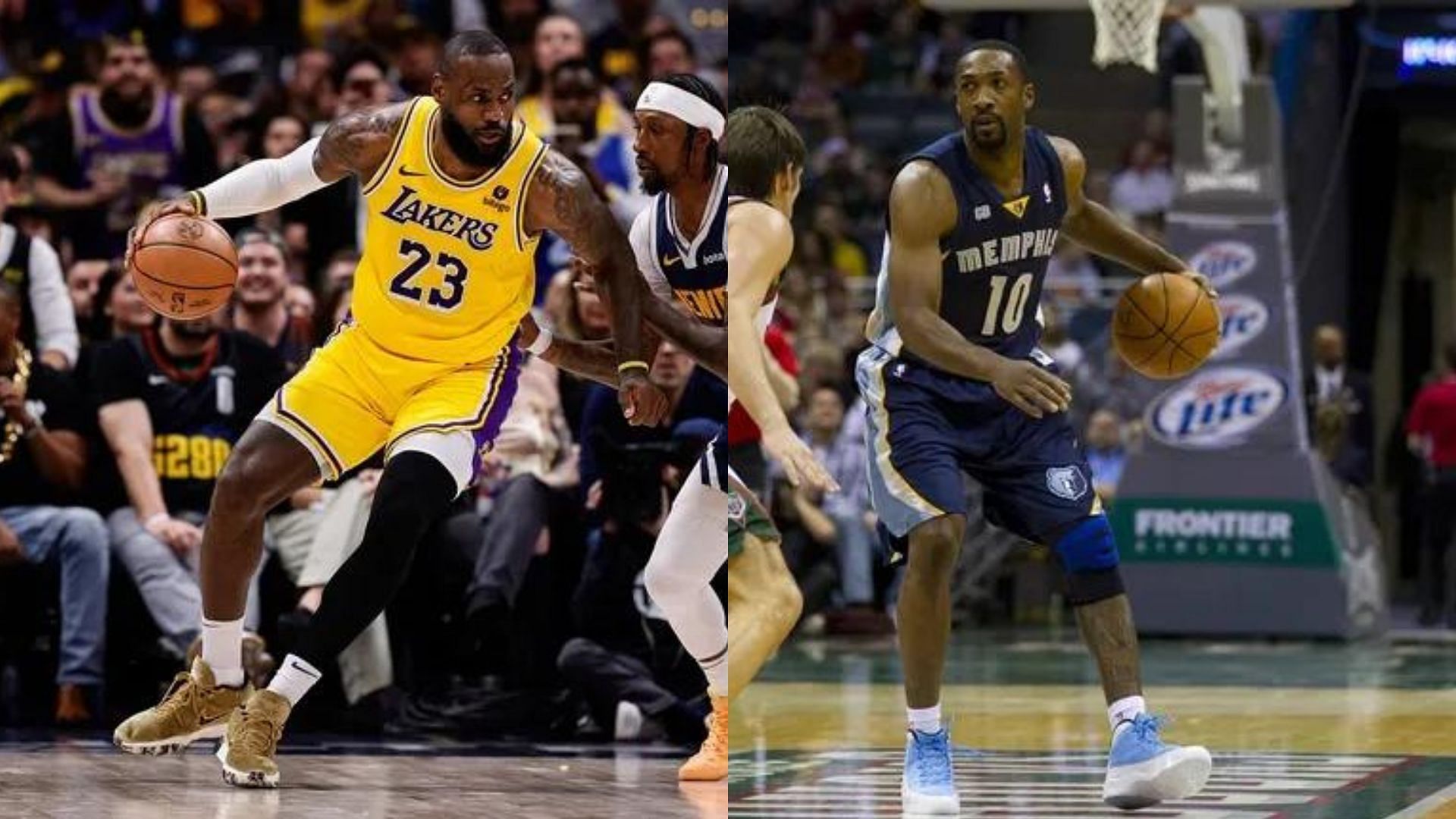 LeBron James of the Los Angeles Lakers and former NBA player Gilbert Arenas. Photo Credits: Imagn