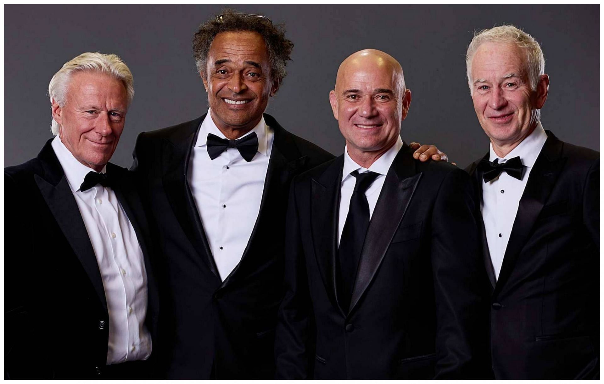 Bjorn Borg, Yannick Noah, Andre Agassi, and John McEnroe at the Laver Cup - Source: Getty