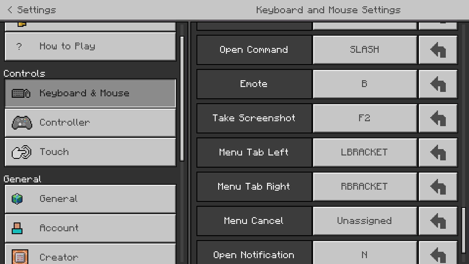 Some unessential keybinds from Education Edition have been removed in this preview (Image via Mojang)