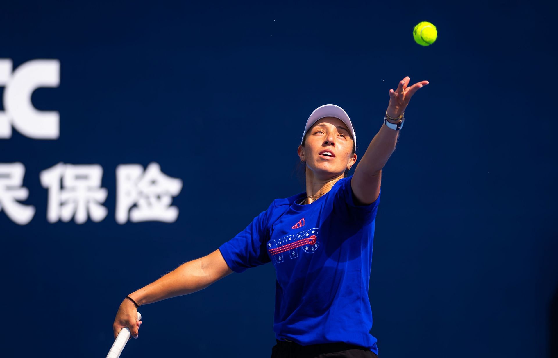 Jessica Pegula during practice at the 2024 China Open - Day 2 - Source: Getty