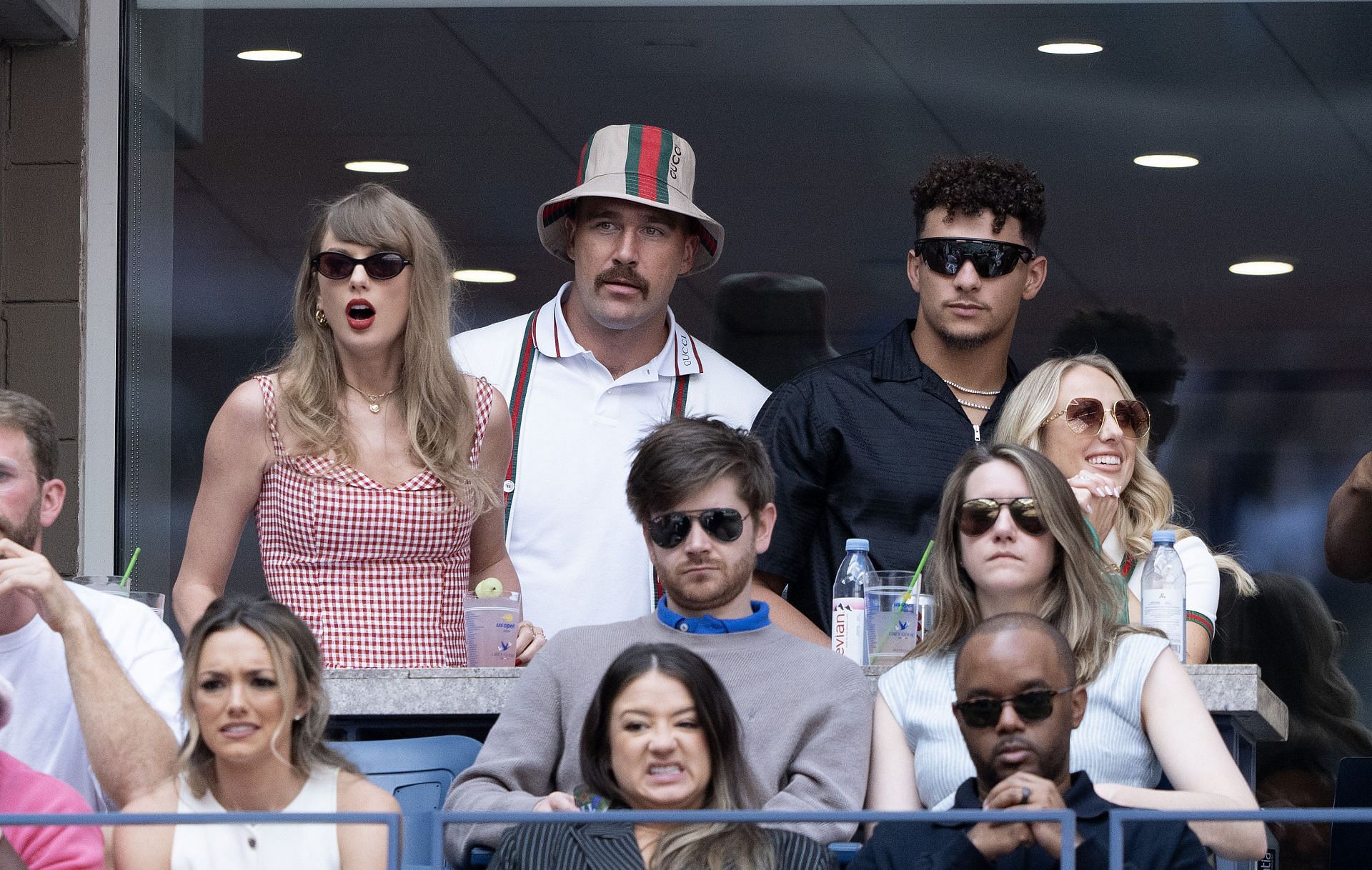 Taylor Swift, Travis Kelce, and Patrick Mahomes pictured at the 2024 US Open - Image Source: Getty