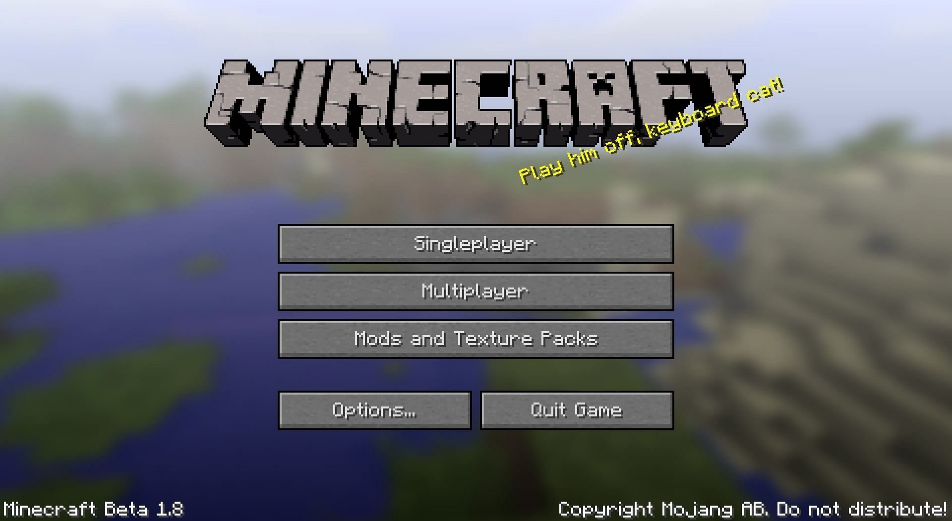 The original seed panorama as seen blurred out in Minecraft Beta 1.8's main menu (Image via Mojang)