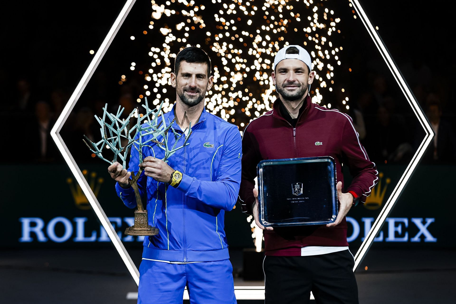 Novak Djokovic and Grigor Dimitrov at the 2023 Paris Masters (Source: Getty Images)