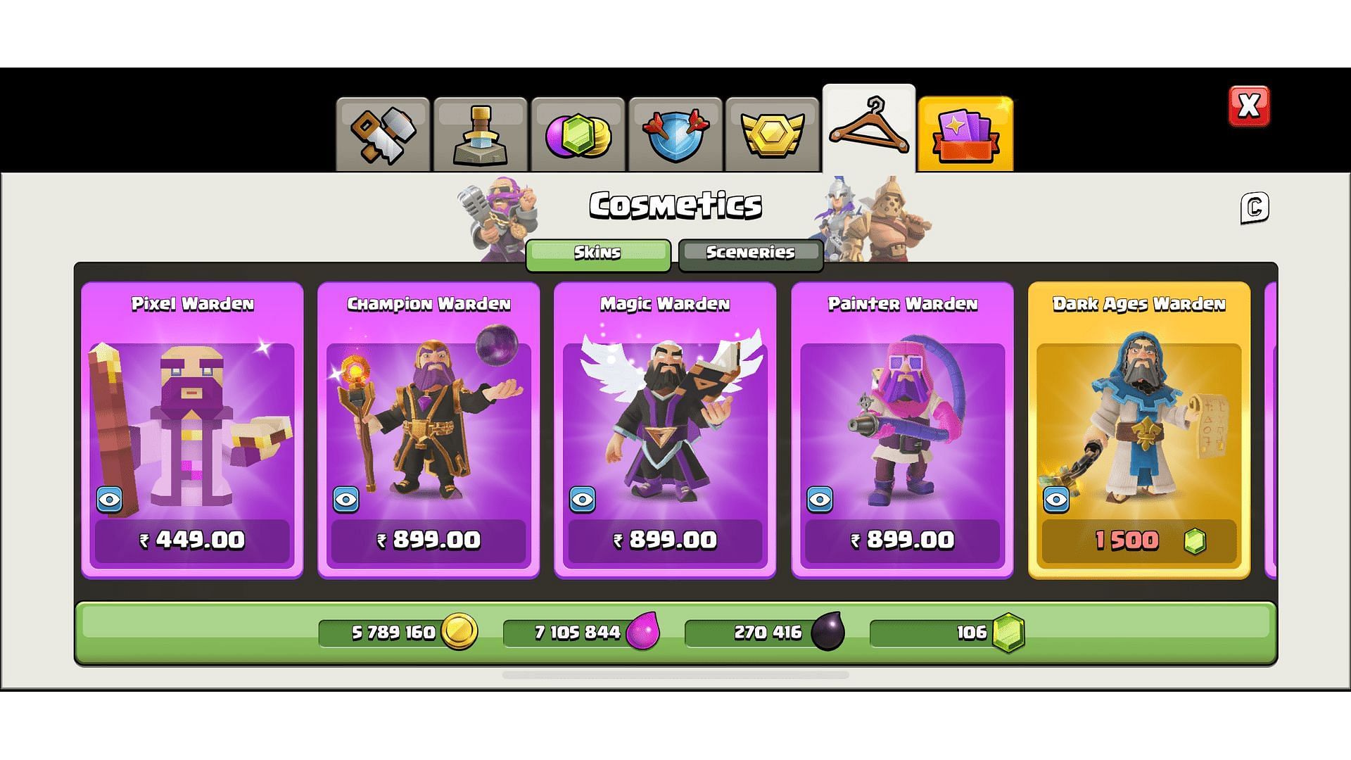 Pixel Warden is among the Grand Warden skins in Clash of Clans (Image via Supercell)