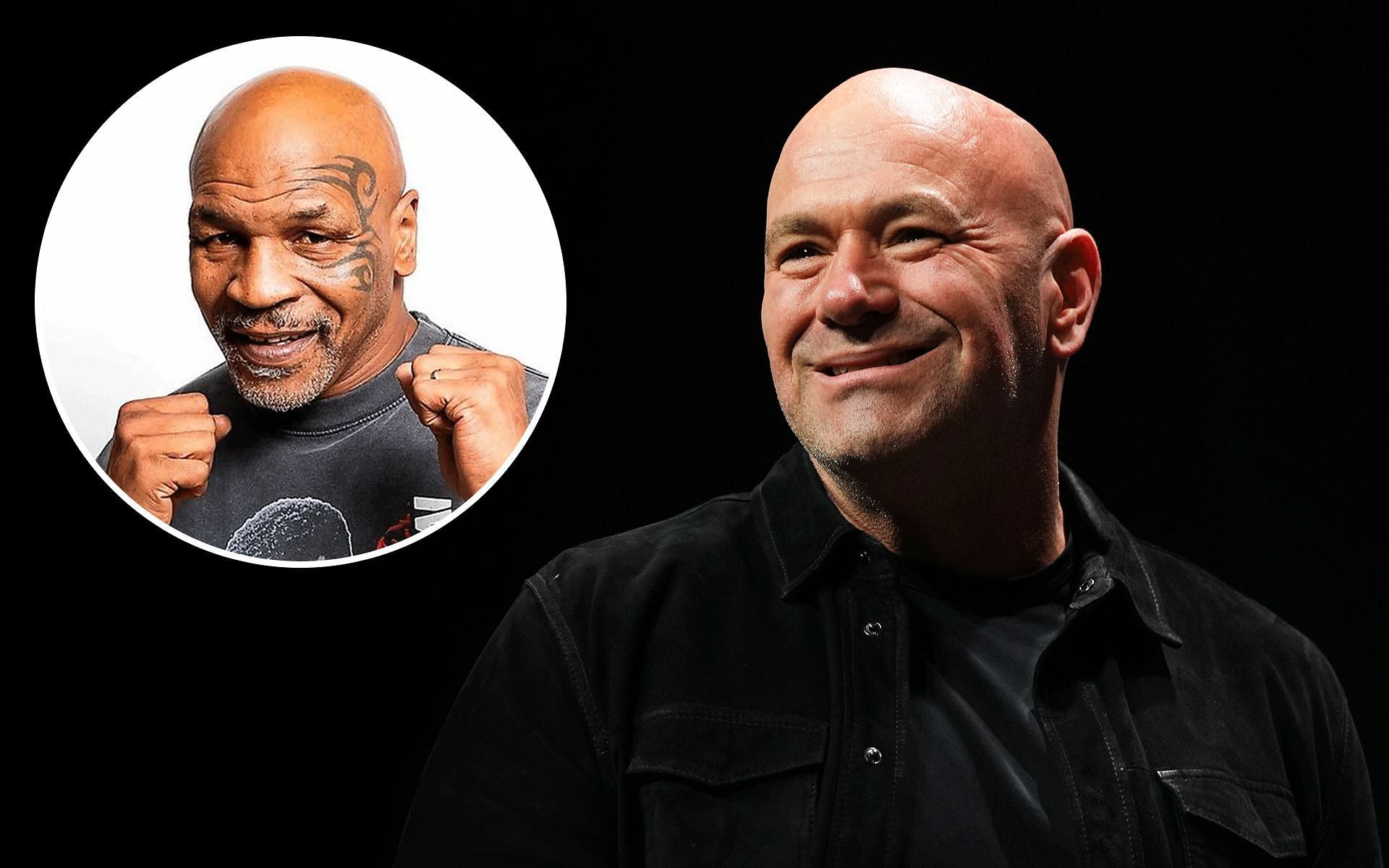 Mike Tyson (inset) discusses Dana White&rsquo;s (right) potential impact on boxing. [Image courtesy: Getty Images @miketyson via Instagram]