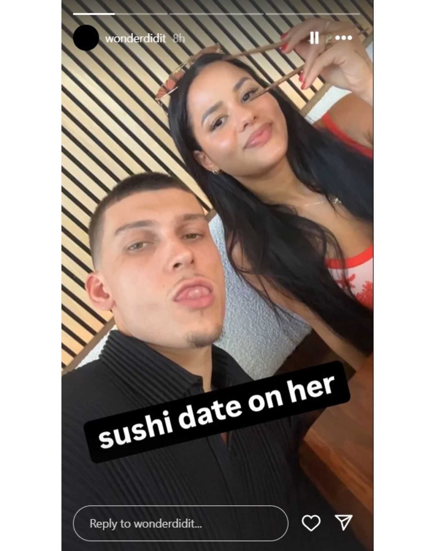 On a sushi date (Tyler Herro instagram story)