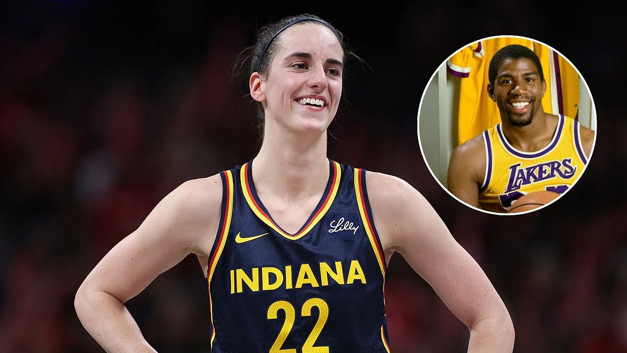 Caitlin Clark books seat alongside legend Magic Johnson despite exiting playoffs after agonizing defeat (Image: fever.wnba.com, NBA.com)