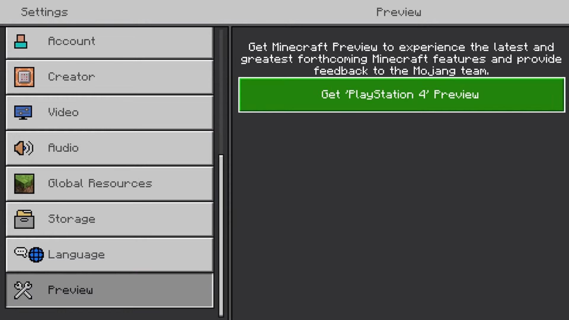 Previews on PlayStation consoles are downloaded a bit differently from Xbox (Image via Mojang)