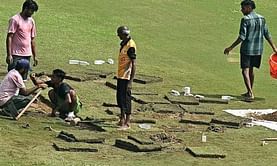AGF vs NZ टेस्ट मैच में गली क्रिकेट जैसा हाल, मैदान में जगह-जगह की गई खुदाई
