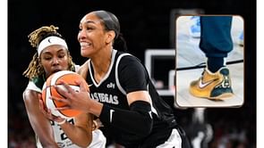 PHOTO: MVP A'ja Wilson rocks stunning new LeBron 21 PE golden sneakers in Game 2 vs Storm