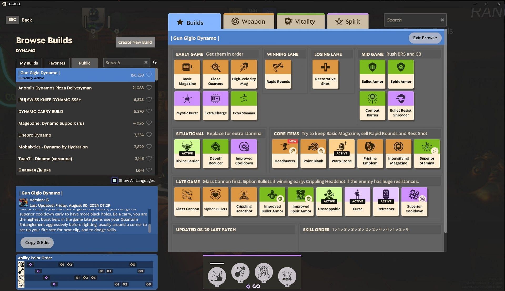 Items for Deadlock Dynamo Build (Image via Valve)