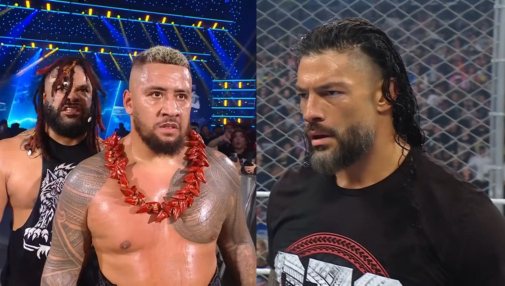 Jacob Fatu, Solo Sikoa &amp; Roman Reigns {Images via WWE&quot;s YouTube]