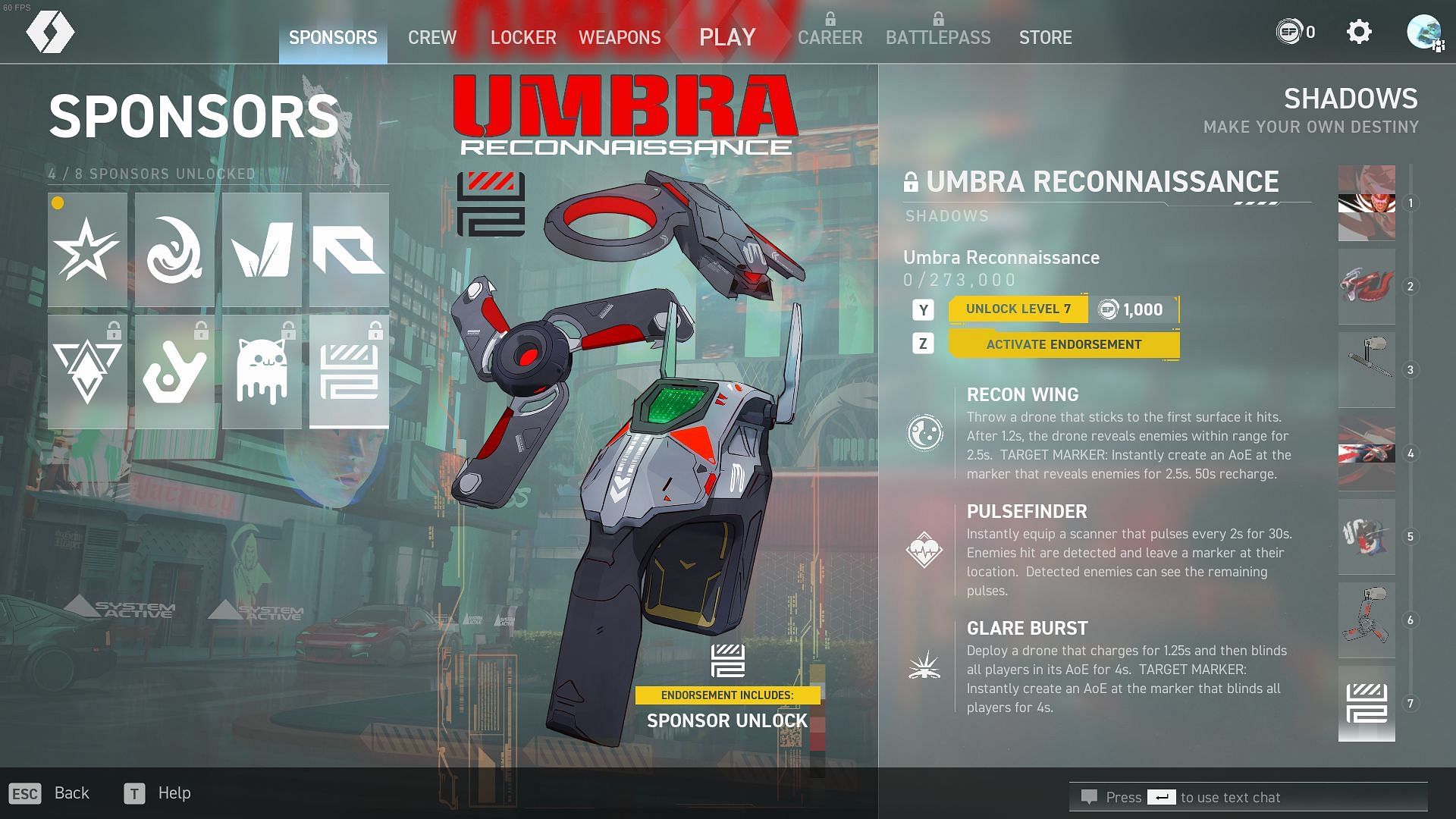 Umbra Reconnaissance Sponsor (Image via Mountaintop Studios)