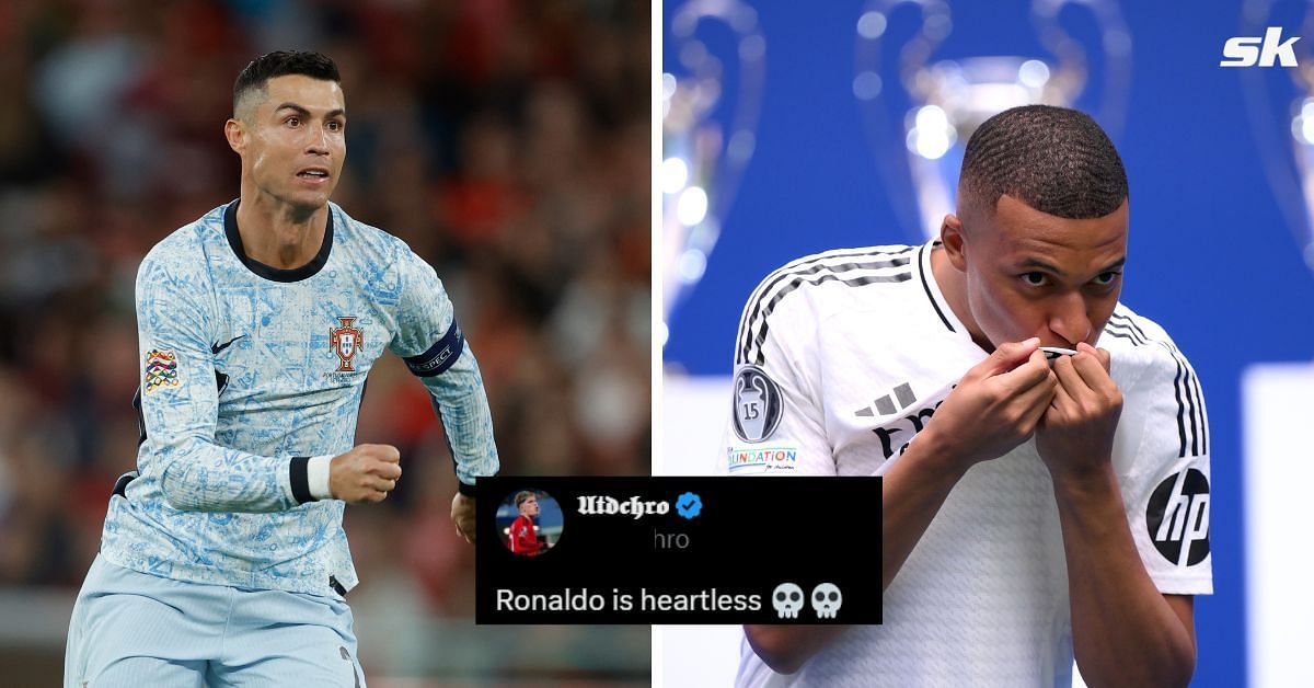 Real Madrid fans call out Cristiano Ronaldo for picking Mbappe as a better player than ex-teammate. Picture Credits: Getty, Twitter - @utdchro