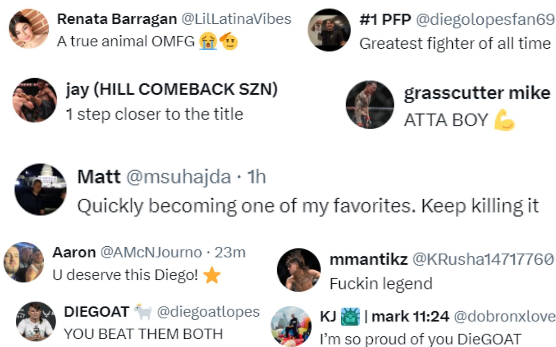 Fan comments [Images courtesy: @Diegolopesmma on X]