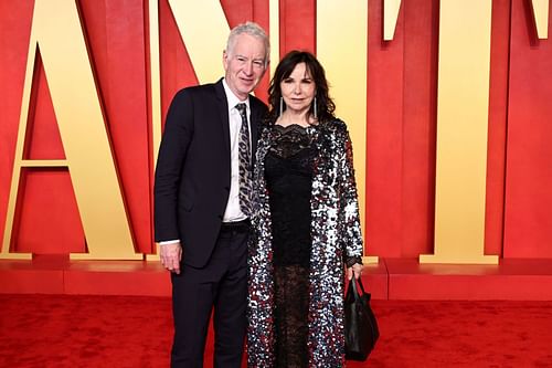 John McEnroe pictured with Patty Smyth at the 2024 Vanity Fair Oscar Party Hosted By Radhika Jones | Image Source: Getty