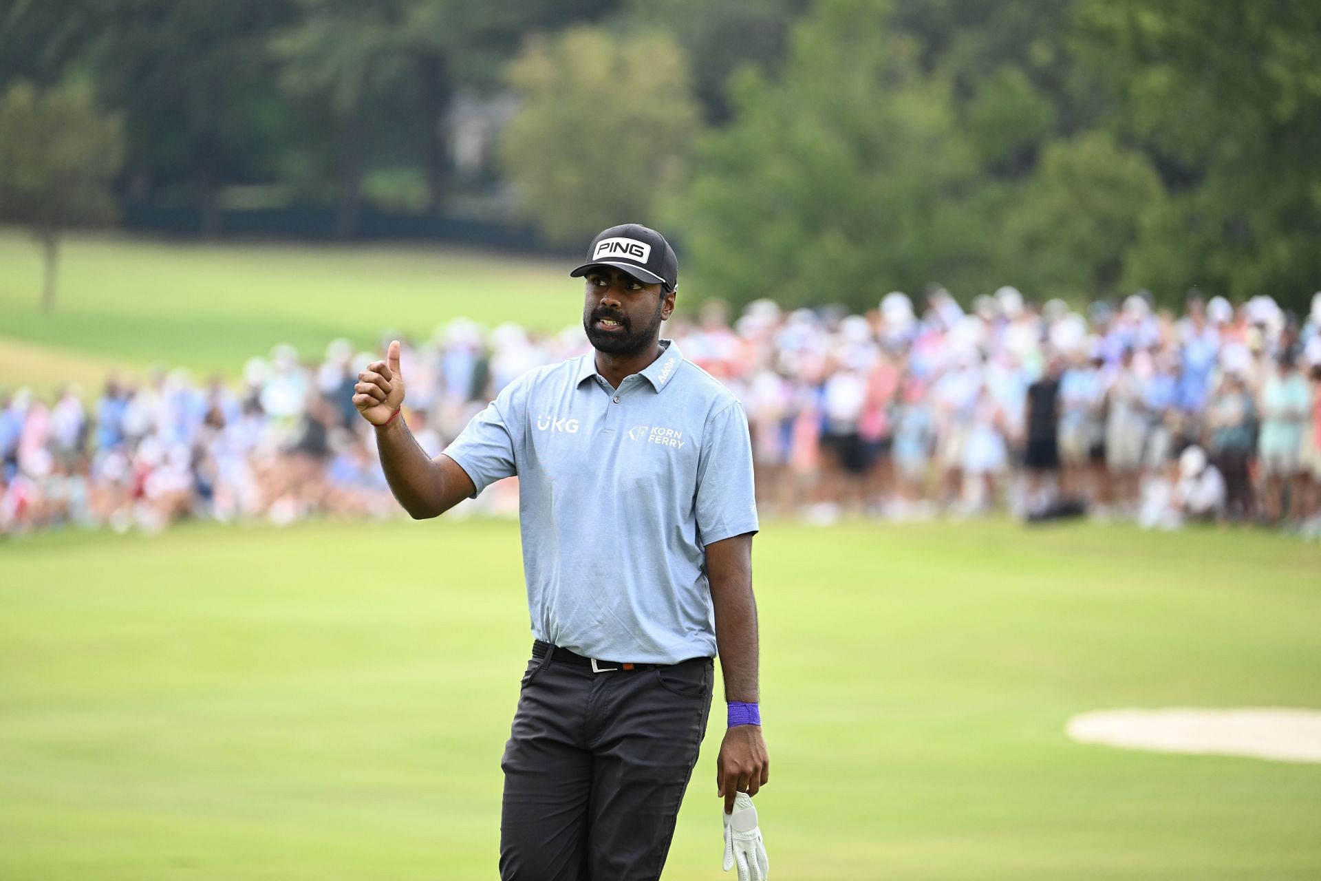 Sahith Theegala at the East Lake Golf Club during Round 4 of the 2024 TOUR Championship [Image via Getty]