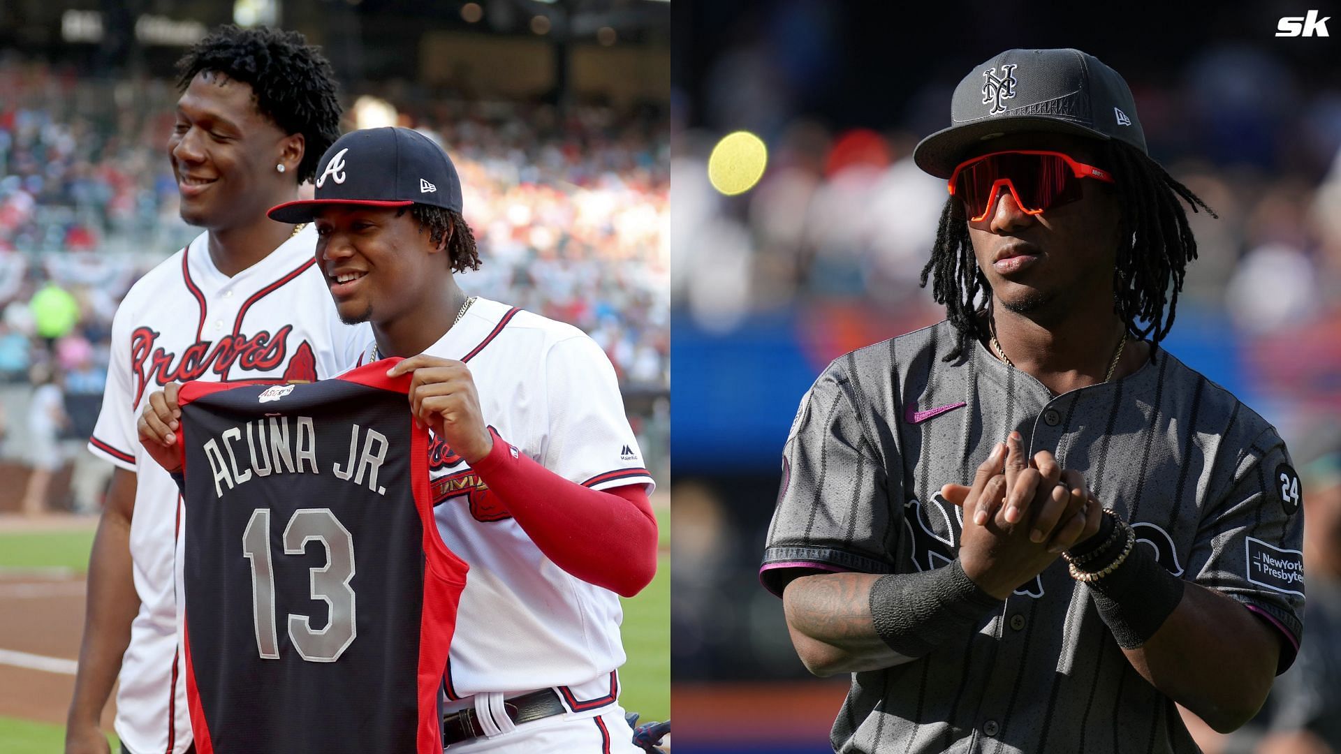 Luisangel Acuna and his brother Ronald swapping jerseys in a game back in 2019 (Source: Imagn)