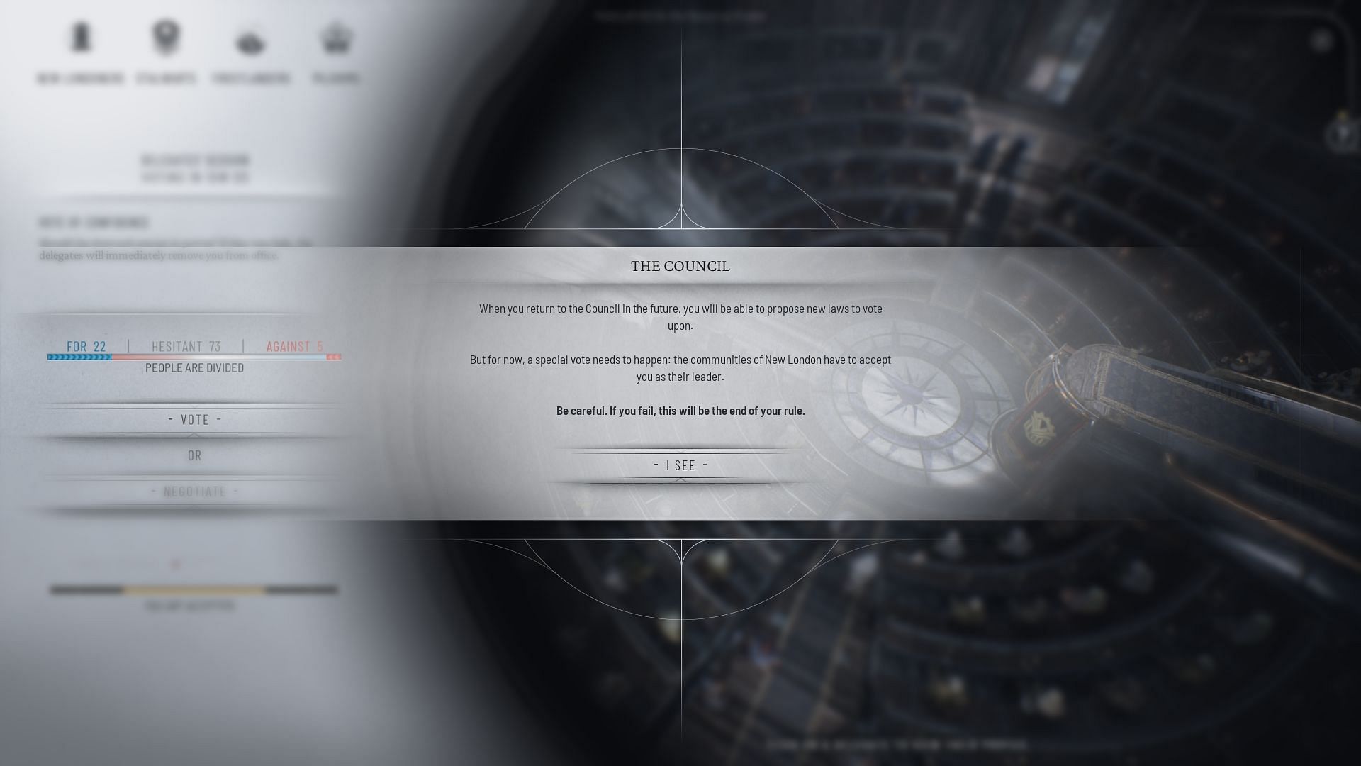 Council Hall voting in Frostpunk 2 (Image via 11 Bit Studios)