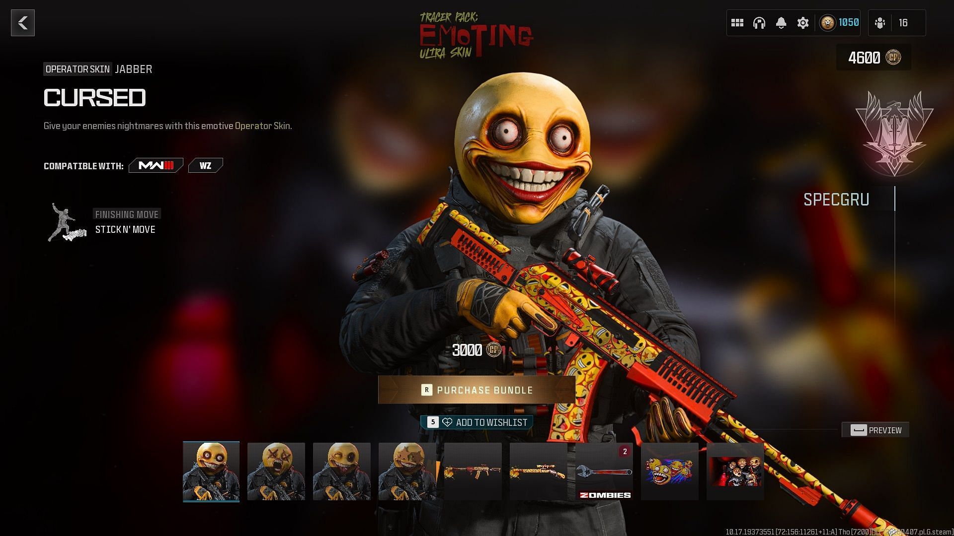 Using the Cursed Operator skin in MW3 and Warzone for bonus XP (Image via Activision)