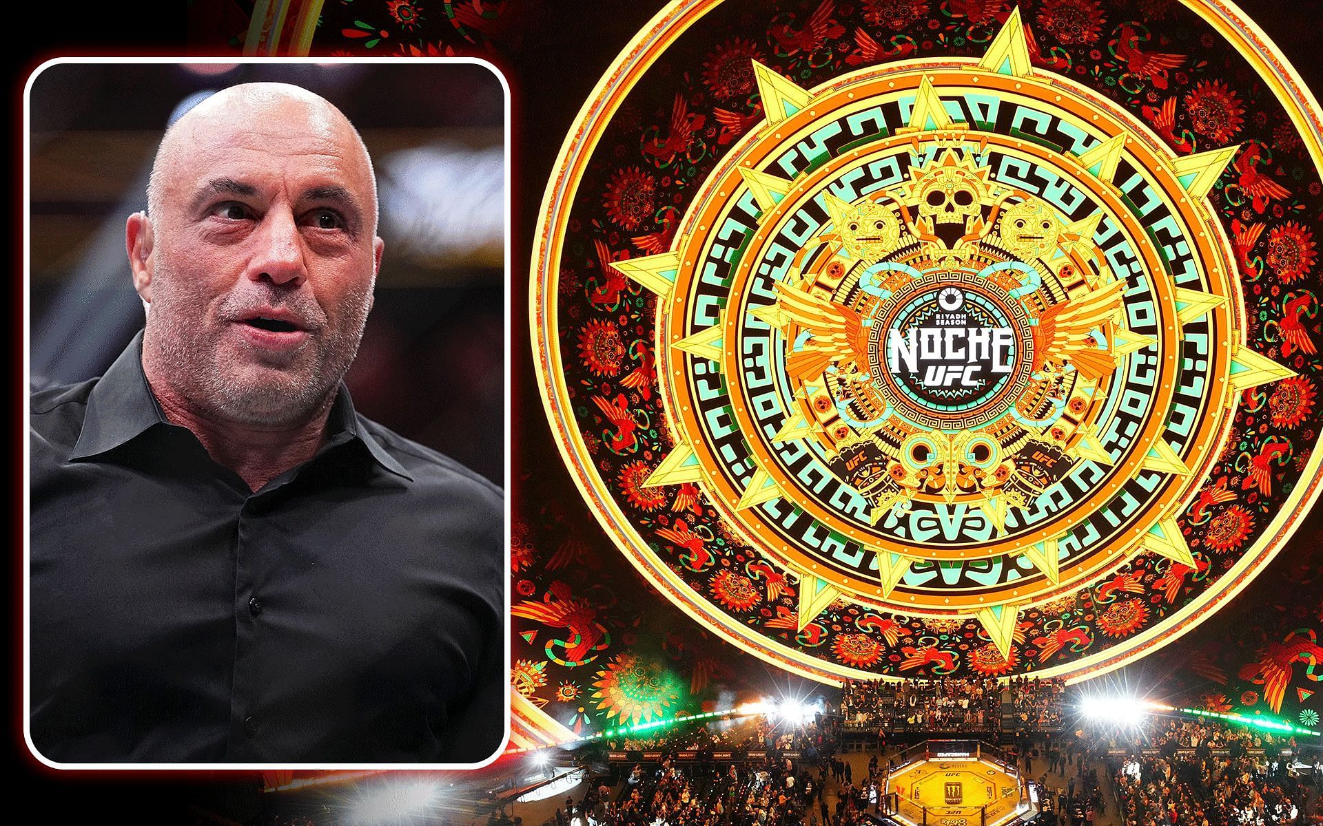 Joe Rogan (left) appeared to be wonderstruck by the UFC 306 event at the Sphere (right) [Images courtesy: Getty Images]