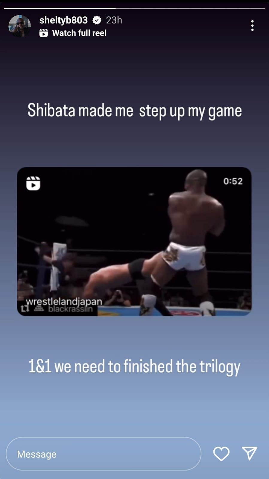 Screengrab of Shelton Benjamin&#039;s Instagram Story (Credit: Shelton&#039; Instagram)