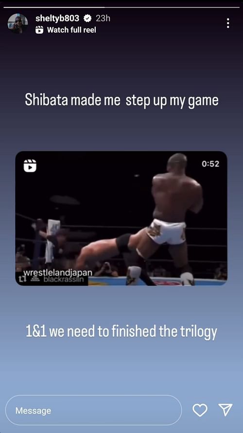 Screengrab of Shelton Benjamin's Instagram Story (Credit: Shelton' Instagram)