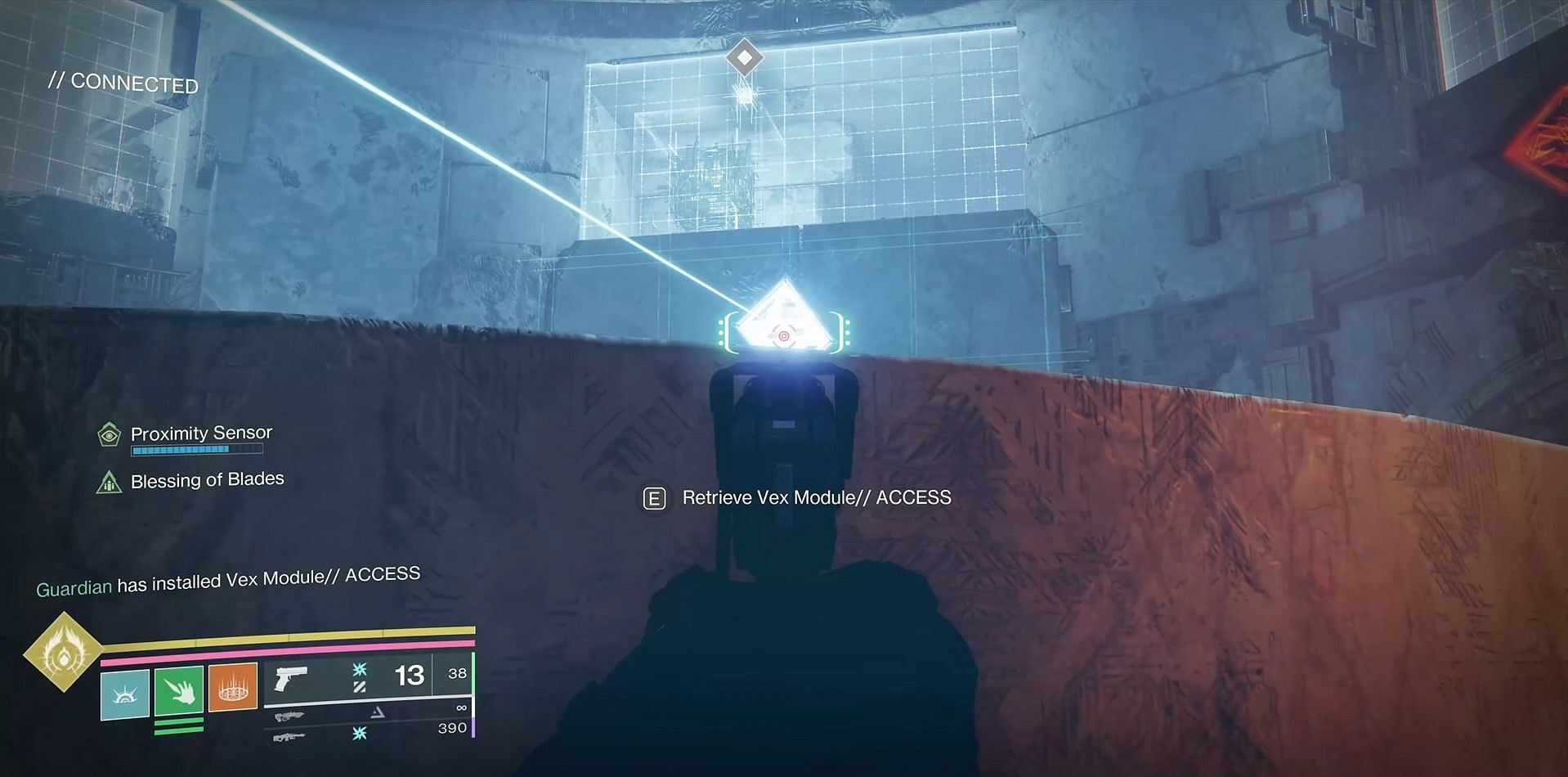 Straight line aligning with upper room light (Image via Bungie/YouTube@Esoterickk)