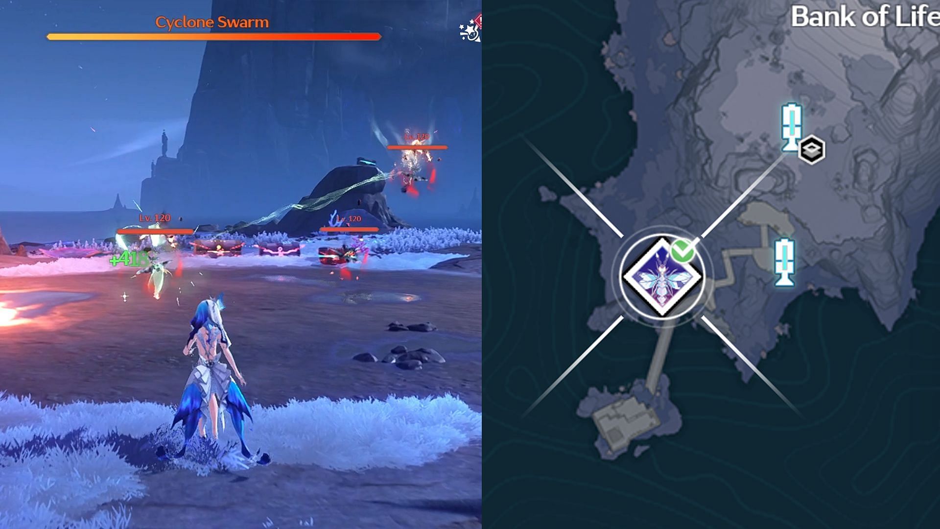 Outlier Tacet Discord Cyclone Swarm and its location (Image via Kuro Games)