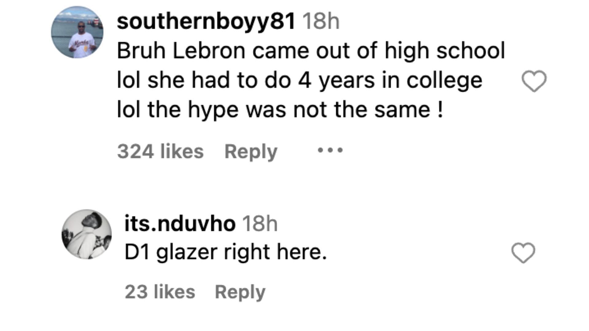 Fans comments on Shannon Sharpe&#039;s recent comments comparing Clark to James. Image credit: First Take&#039;s IG account