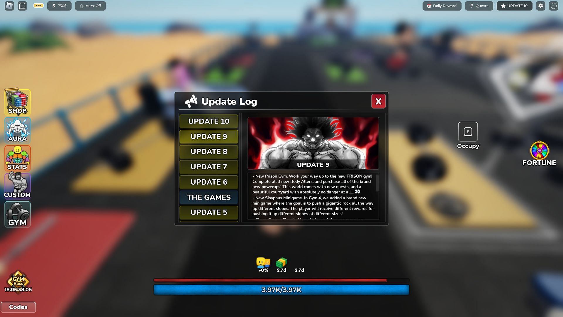 Sisyphus Minigame Update Log (Image via Roblox)