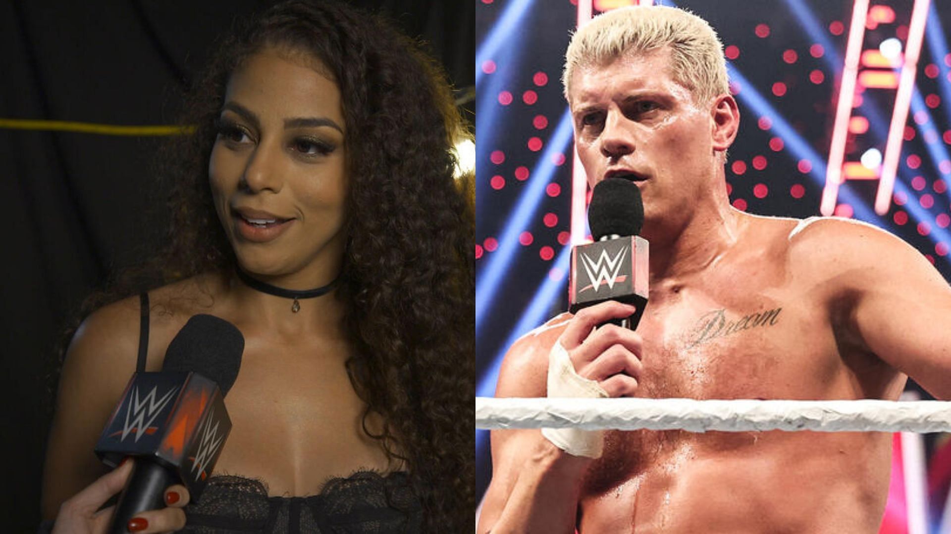 Cody Rhodes and Samantha Irvin (Image Credits: WWE.com)