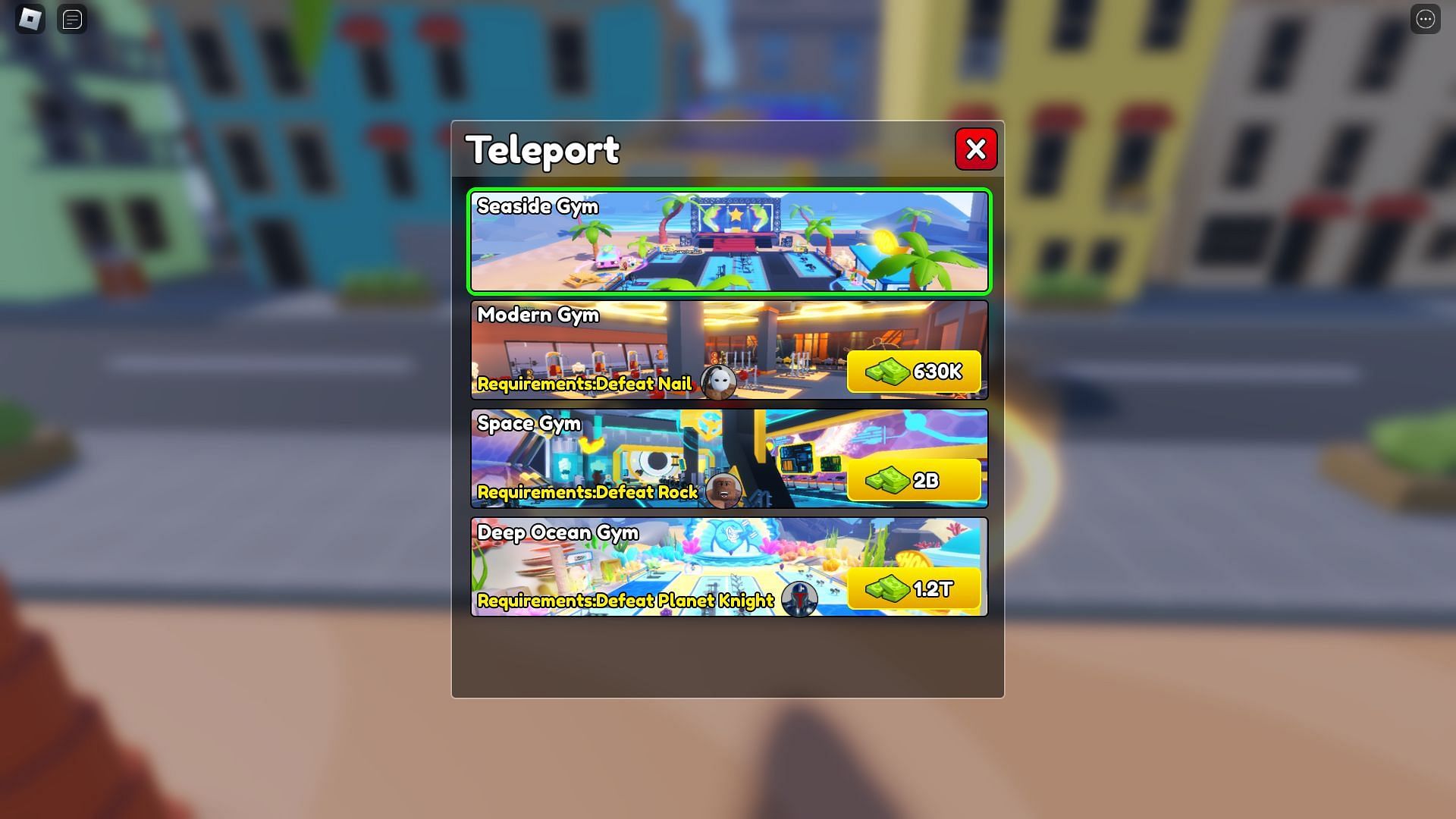 World 4 can be accessed through the Teleport menu (Image via Roblox)