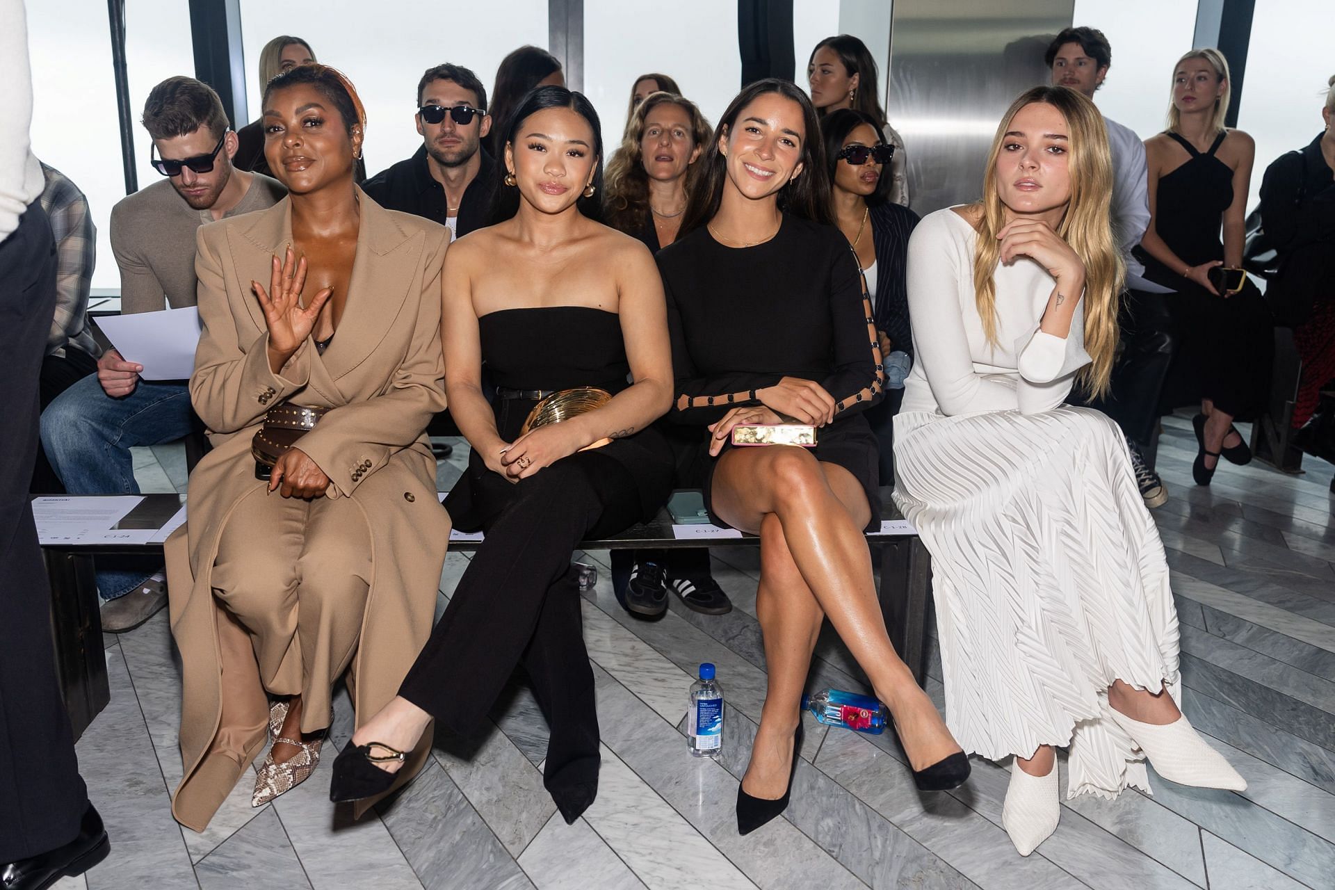 Taraji P Henson, Suni Lee, Aly Raisman and Charlotte Lawrence attend the Jonathan Simkhai fashion show during New York Fashion Week on September 07, 2024. (Photo by Gotham/Getty Images)