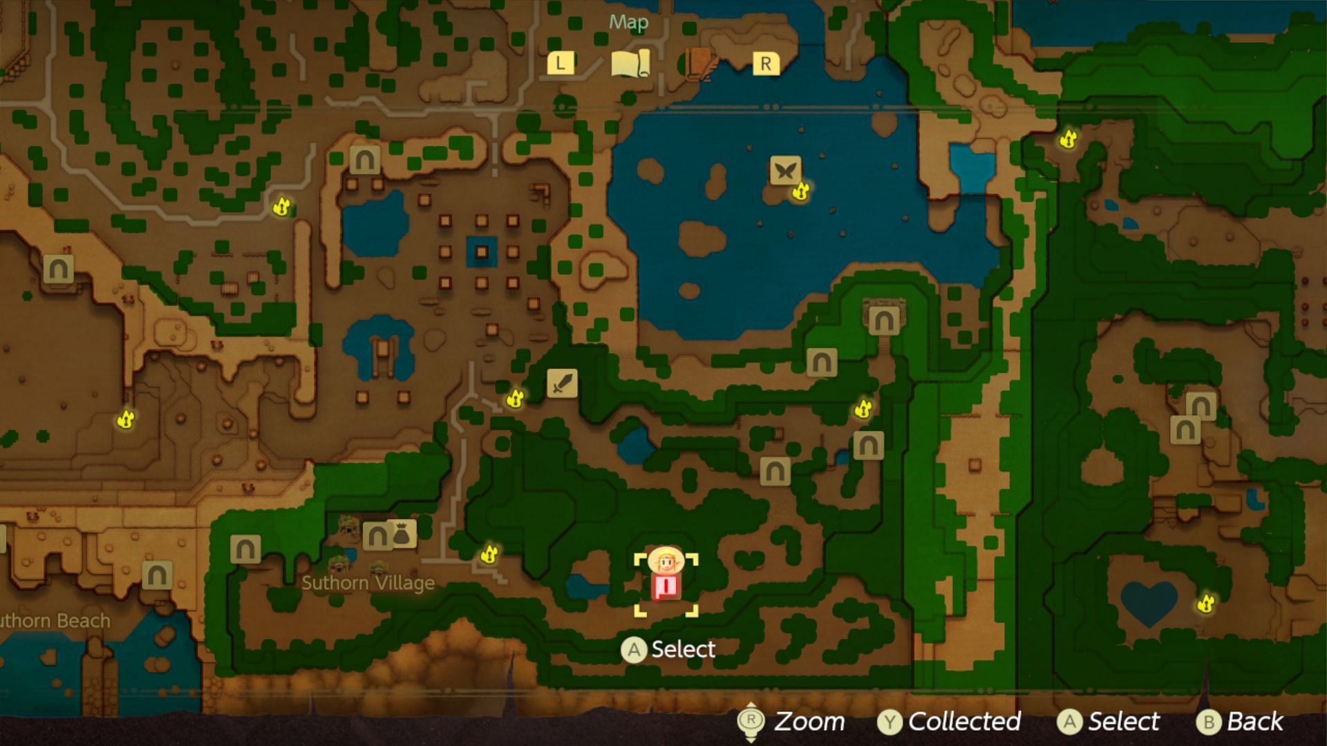 Location of the cave in Suthorn Forest (Image via Nintendo)