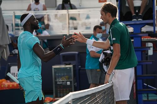 Frances Tiafoe (L), Daniil Medvedev at the Miami Open (Image:Getty)