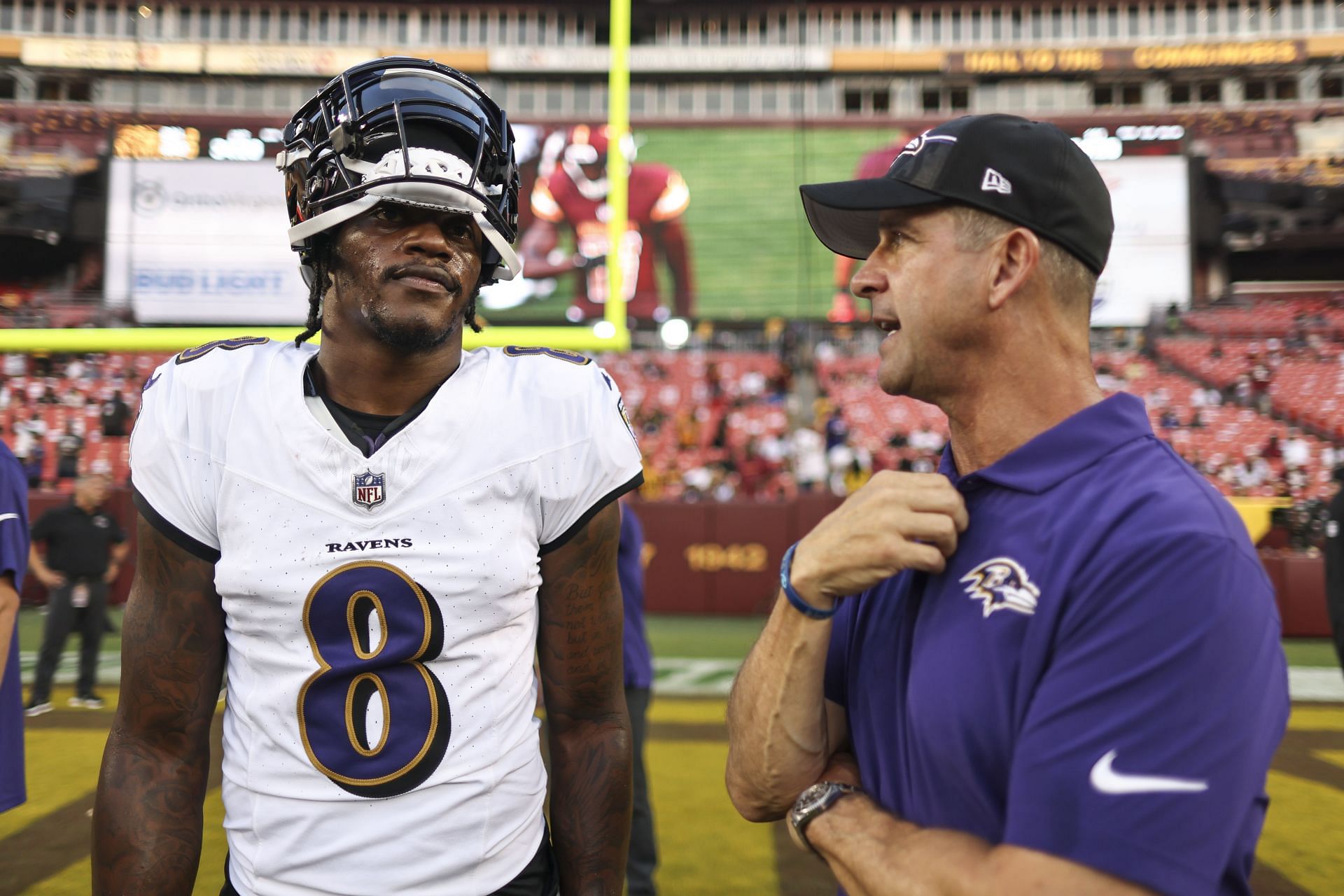 Lamar Jackson and John Harbaugh