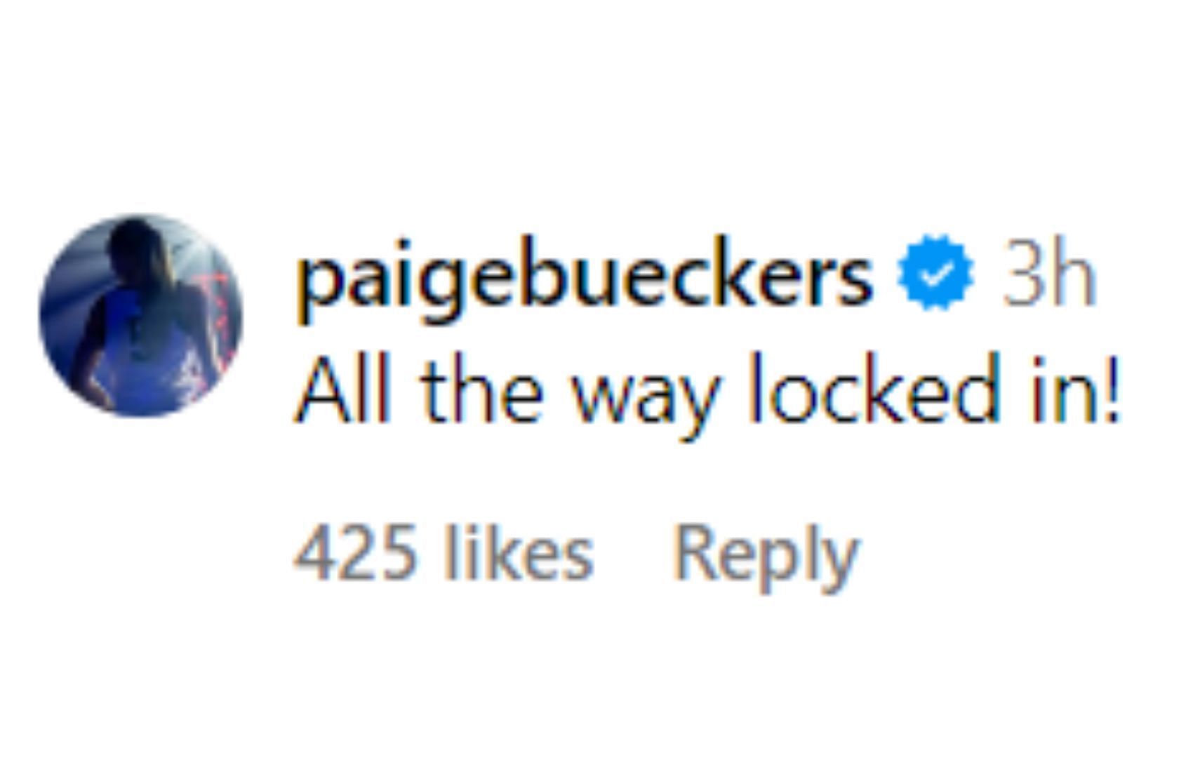 Paige Bueckers&#039; comment on Frances Tiafoe&#039;s post